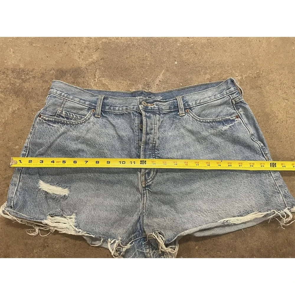 Old Navy Cutoff Shorts Womens‎ 18 Blue Sky-Hi A-Line High Rise Distressed Denim
